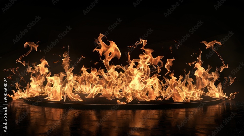 Poster a close up of a circle of fire with a dark background