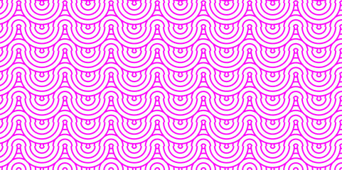 	
Vector overlapping Pattern Minimal diamond geometric pink color spiral line waves abstract wave line. seamless pink tile stripe overlap creative retro circle line fabric pattern white background.