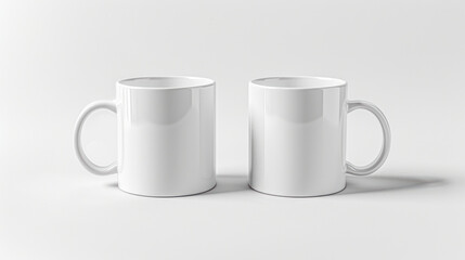 Obraz premium Two white coffee cups are placed on a white background