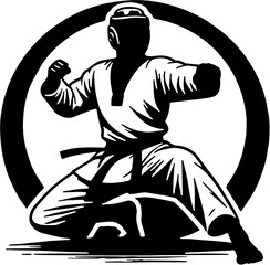 Silhouette of a Taekwondo Player Performing High Kick, Martial Arts Practice, Self-Defense Techniques, Fitness and Athletic Training, Korean Martial Arts, Sports Motivation, Dynamic Action Pose