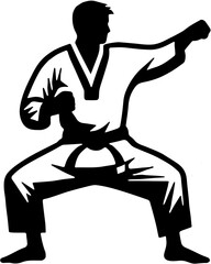 Silhouette of a Taekwondo Player Performing High Kick, Martial Arts Practice, Self-Defense Techniques, Fitness and Athletic Training, Korean Martial Arts, Sports Motivation, Dynamic Action Pose
