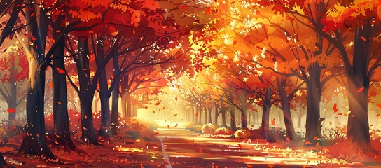 A Path Through a Golden Autumn Forest