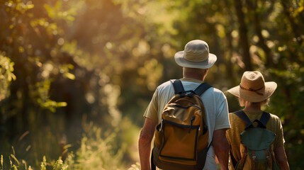 Happy Pair on a Forest Hike