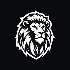 black and white Lion mascot, vector, and illustration