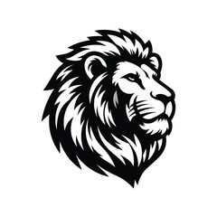 black and white Lion mascot, vector, and illustration