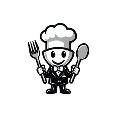 silhouette restaurant chef vector, illustration, and mascot