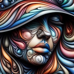 charmillusionary, polychroma, face wearing hat ,