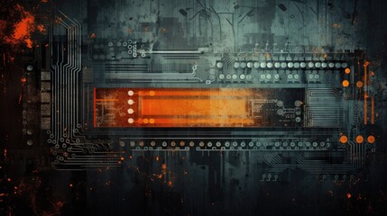 Obraz premium Grunge texture with bright tech overlays