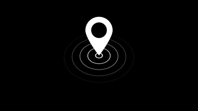 GPS location pointer animated and locator icon. Map pin, Google map location icon. tracking marker with radio waves.