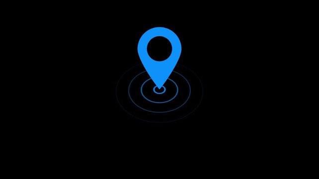 GPS location pointer animated and locator icon. Map pin, Google map location icon. tracking marker with radio waves.