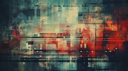 Fototapeta premium Grunge texture with bright tech overlays