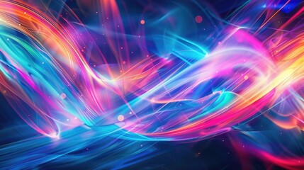 Holographic light trails in a vibrant color palette