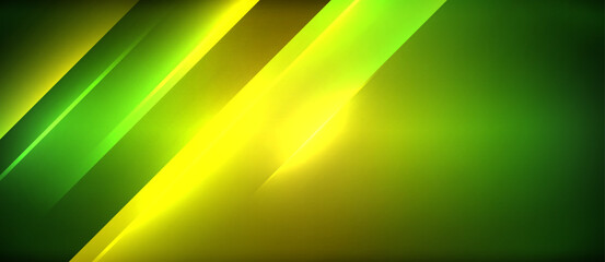 Neon dynamic diagonal light rays background. Techno digital geometric concept design for wallpaper, banner, presentation, background