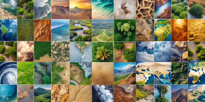 A collage of different natural Earth textures mixed in beautiful abstract background, Generative AI - Powered by Adobe