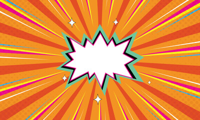Fototapeta premium Pop art comic background with star. Cartoon Vector Illustration on Orange