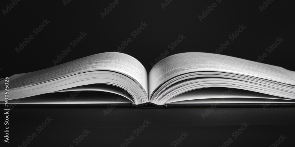 Aufkleber a single open book lying flat on a table with no distractions