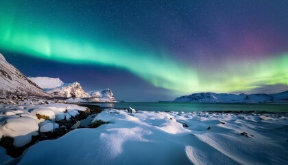 Naklejka premium widescreen northern lights view