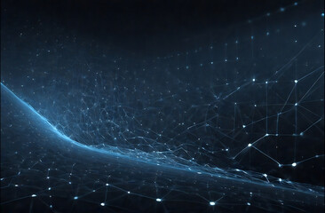 Digital networks with data strings and connection points on a blue background