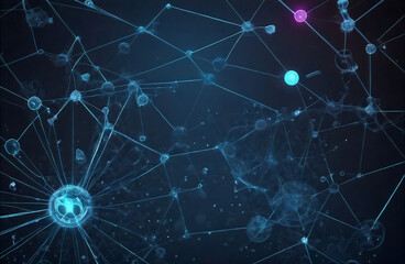 Obraz premium Digital networks with data strings and connection points on a blue background