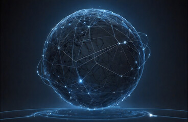 Visualization of global connectivity with a blue data globe featuring connecting points
