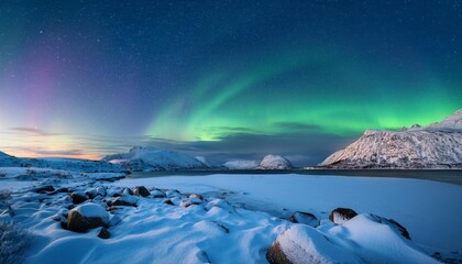 Naklejka premium widescreen northern lights view