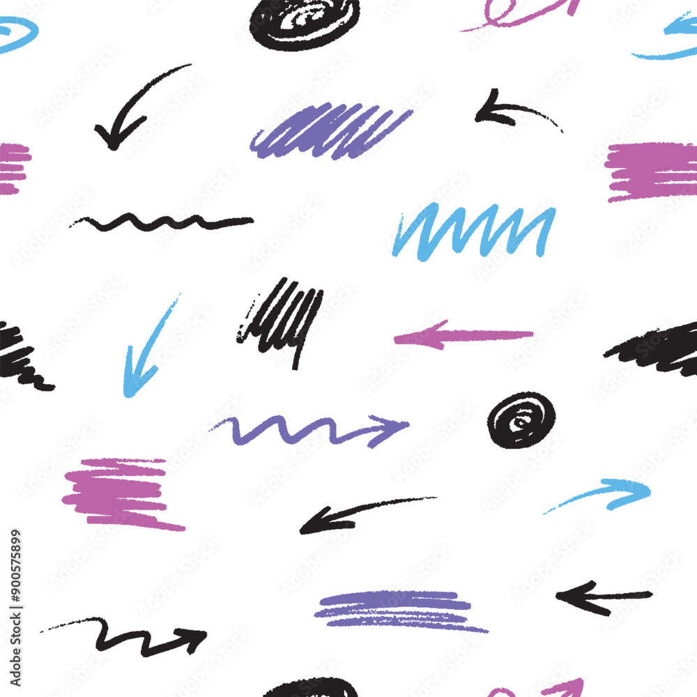 Fototapete doodle brush simple elements set. colored lines sketches, underlines, squiggles, shapes for design w