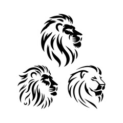 Lion head silhouette vector logo design vector set of lion silhouette logo 