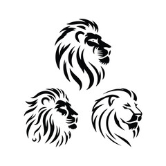 Lion head silhouette vector logo design vector set of lion silhouette logo 