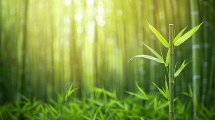 A serene bamboo forest showcasing lush green stalks and leaves, perfect for nature lovers and tranquility seekers.