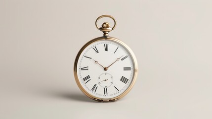 Exquisite vintage pocket watch featuring Roman numerals, isolated against a clean background, perfect for copy space