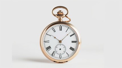 Exquisite vintage pocket watch featuring Roman numerals, isolated against a clean background, perfect for copy space
