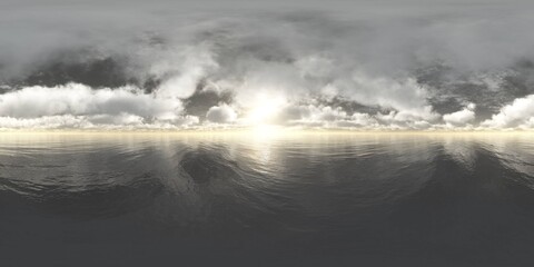 HDRI, environment map, Round panorama, spherical panorama, equidistant projection, sea sunset
3d rendering
