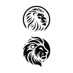 Lion head silhouette vector logo design vector set of lion silhouette logo 