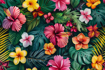 Tropical Floral Pattern in Vibrant Hues