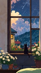 Black cat in the window