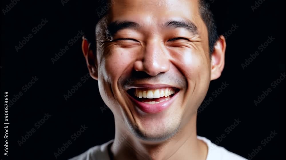 Aufkleber a man with a nose piercing is smiling. the image has a happy and lighthearted mood. the man's smile 