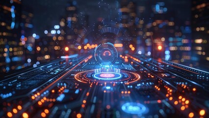 Futuristic Digital Interface with Holographic Elements, Generative AI illustration