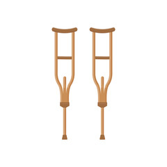 Crutches. Pair of underarm crutches flat vector illustration . Broken leg patient cane. Rehabilitation tool.