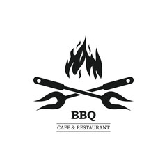 Barbecue smokehouse grill restaurant logo template vector 