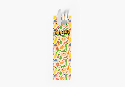 Cutlery with Packaging Mockup