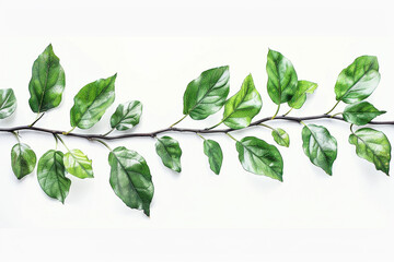 Fototapeta premium There are leaves on a branch with a white background