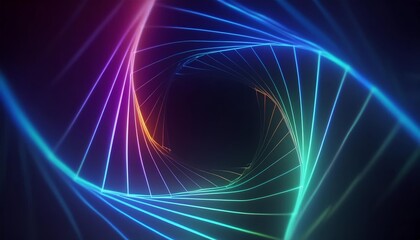 Obraz premium A kaleidoscope of neon lines swirl into a hypnotic vortex