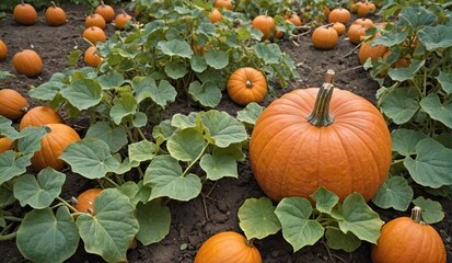 Obraz premium Harvest Time Vibrant Pumpkin Patch Delights