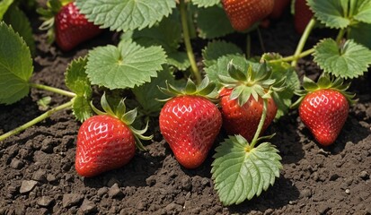 Vibrant Red Strawberry Harvest on Lush Green Field