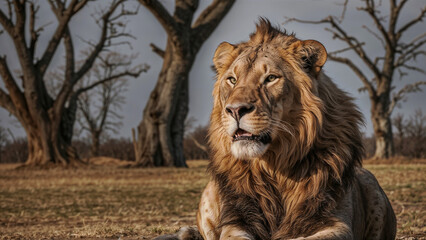 Naklejka premium Male Lion king of the jungle