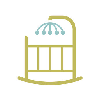 recommend clip art: Baby cradle bed with hanging toys vector icon