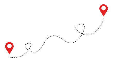 Route location dotted line with pointer map design vector