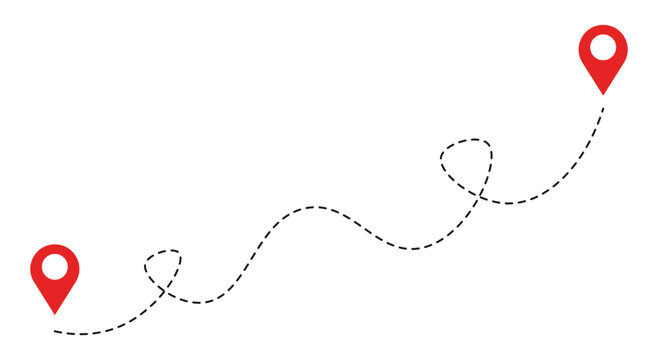 Route location dotted line with pointer map design vector