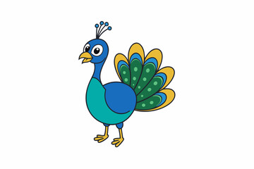 Elegant vector illustration of a vibrant peacock with intricate feather details, perfect for decorative designs, t-shirts, and digital art.