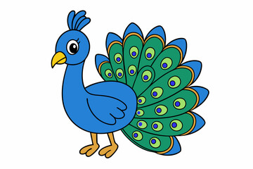 Elegant vector illustration of a vibrant peacock with intricate feather details, perfect for decorative designs, t-shirts, and digital art.